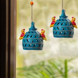 Beautiful Birdies Handmade Garden Decorative Hanging Pack of 2 Terracotta Windchime-image-2