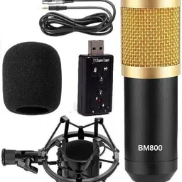 amg music Hyden BM 800 Professional Condenser Microphone Set with 7.1 Channel Sound Card Shock Mount Xlr to 3.5mm Cable Mike Set For Studio Recording, Singing, Home Studio Recording, Podcast, YouTuber Microphone-picture-32