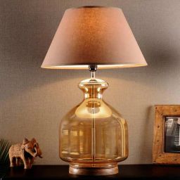 kapoor lampshades Alper White Cotton Shade Night Lamp With Glass Base-picture-30