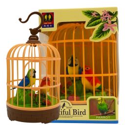 Realistic Singing & Chirping Bird Toy Battery Operated Bird in Cage-0