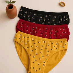 fiveflag Pack of 3 Women Hipster Multicolor Panty-picture-37