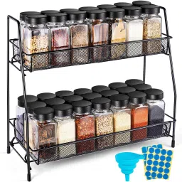 Containers Kitchen Rack Iron Spice Rack Organizer for Bathroom Organizer Countertop (Folding) Iron, Steel-image-13