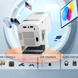 WZATCO Yuva Go, Android 13.0, Rotatable Design, Support 1080P, Auto Keystone (8400 lm / 1 Speaker / Remote Controller) Projector image 4