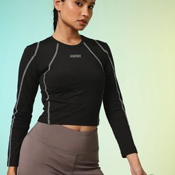 hrx by hrithik roshan Women Solid Round Neck Polyester Black T-Shirt-picture-48