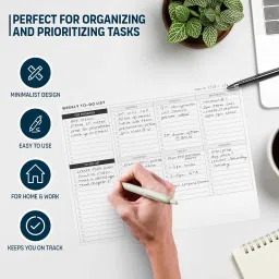 ttwone Weekly To Do List Planner Pad,Desk Notepad with Multiple Sections A4 Note Pad Undated Tear Off Notepad Calendar,Habit Planning Tracker 60 Pages image 2