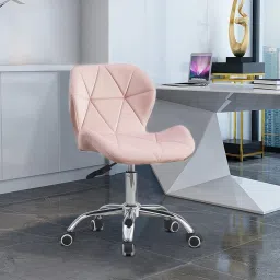 Height-Adjustable Velvet Office Study Desk Chair In Peach Color Linen Office Executive Chair-picture-13
