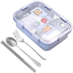 Bear Family 2-Compartment Bento Box for Kids, School, BPA-Free, Leak-Proof 2 Containers Lunch Box-image-26