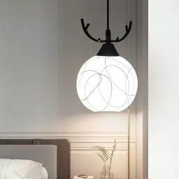 Deer Shape Horns With Frosted Glass Hanging Pendants Ceiling Lamp-image-3