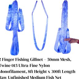 2 Finger 50mm Mesh Fishing Gillnet – Twine 015, 8ft x 250–300ft, Raw Jaal Fishing Net-image-13