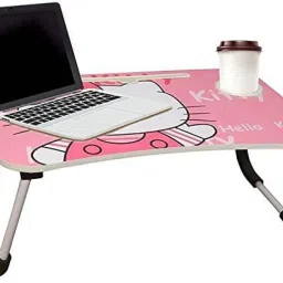 HELLO KITTY Design Folding Multi Use Table With Tablet & Cup Holder || Wood Portable Laptop Table-27