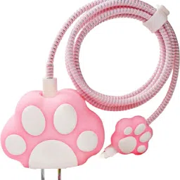 RharanxyN Charger Cover for iPhone 18W-20W Charger, Cute 3D Cartoon Design Paw, USB Spiral Cable Protector-image-80