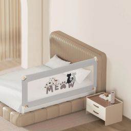Bed Rail Guard for Baby Safety, 180x80cm, Foldable, Adjustable, Grey-image-35