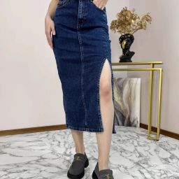 Women Solid Pencil Dark Blue Skirt-image-112