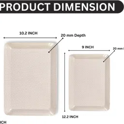aurka Melamine Rectangular Serving Tray Set of 2 (Small & Medium | Off-White & Gold) Dinner Plate image 2