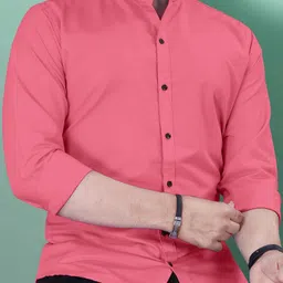 vebnor Men Regular Fit Solid Mandarin Collar Casual Shirt-picture-22