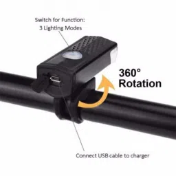 shopeleven USB Rechargeable Waterproof Cycle Light 300 Lumens 3 Lighting Modes LED Front Light image 2