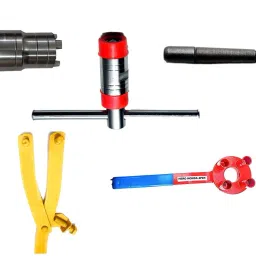 5 Pieces Repairing Tool Set Hero Honda & CD100 Motorbike Made on CNC Machine -Magnet/Flywheel Puller, Clutch Nut Spanner,Timing Grary Set, 4Pin Clutch Holder, Magnet holder Lever Tool-image-1