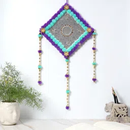 Handmade Square Pompom Hanging, Wall Hanging Dream Catcher Wool Dream Catcher-image-9