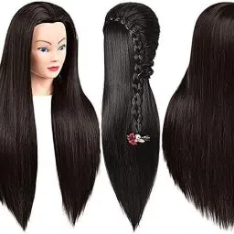 Styling Training Synthetic Fiber Mannequin Head dresser Training Head Hair Extension-image-18