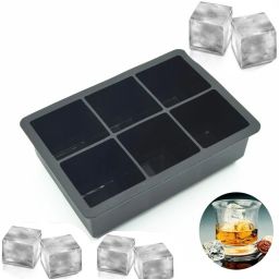 6-Cavity Giant Ice Cube Tray Food Grade Silicone Molds for Big Ice Blocks Black Silicone Ice Cube Tray-image-39