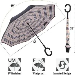 uk enterprise rare find Double Layer Reversible No Drip Umbrella with C Shape Handle Umbrella image 3