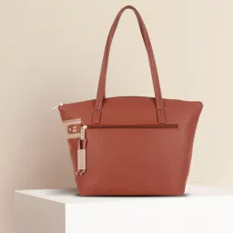 Tan Women Tote Large Hand-held Bag Lxe Alert 3T5 Expresso Rust-image-10
