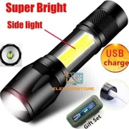 trendy styler Mini Waterproof Portable LED Flashlight USB Rechargeable 3 Modes 4 hrs Torch Emergency Light image 3
