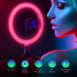 Wrapo Newest 10 Inch Multi Color RGB 360° Rotatable Remote Control Ring Light Photography Dimmable Studio Lighting for Live Streaming Ring Flash image 4