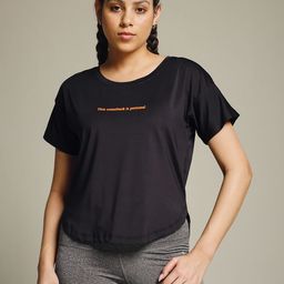 mkh Women Graphic Print Crew Neck Polyester Black T-Shirt-picture-8