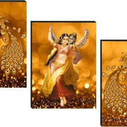 Set Of 3 Radha Krishna Wall Paintings For Living Room Gift Items Digital Reprint 12 inch x 18 inch Painting-image-107