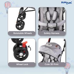 bumtum Baby Slim Trim Stroller/Pram For 6 to 36 Months, Reclining backrest For Kids Stroller image 5