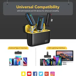 lekato LWM04 Wireless Mic with Noise Cancellation for Type C & Lightning Smartphones Microphone image 5