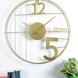 Iron 12-Three-5 Elegant Gold Wall Clock By The Craze by Amaya Decors-picture-2