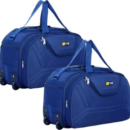 60 L Strolley Duffel Bag - Combo Unisex Travel Duffel Bag with Two Wheels For Men & Women Pack of 2 - Blue - Large Capacity-image-53
