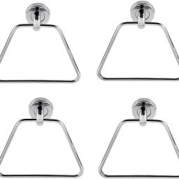 Premium Quality Stainless Steel Trapzee Shape Towel Ring Holder set of 4 Silver Towel Holder (Stainless Steel) Silver Towel Holder-image-50