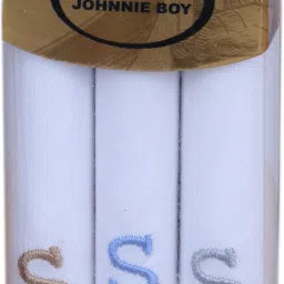 Johnnie Boy Handkerchief for men & boys initials Pack of 3 S ["White"] Handkerchief-image-7