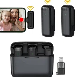 Dual Wireless Mic with Charging Case Lapel Microphone for Instagram Reels Vlogs Microphone-image-46