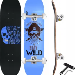Stay Wild (31X 8) inches Complete Fully Assembled 7 Layer Canadian Maple Skateboard for Kids/Boys/Girls/Youth/Adults – Made in India 31 inch x 8 inch Skateboard-77
