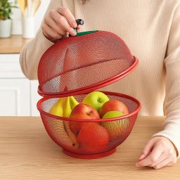 Apple Shape Fruits &e Vegetables Basket for Kitchen With Net Cover Stainless Steel Fruit & Vegetable Basket-image-77