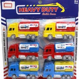 Set of 6 or pack of 6 pull back oil tanker truck multicolor-image-11