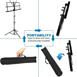 dawnrays Orchestral Music/Notation Stand Music Stand, Height & Angle Adjustable Stand and Music Sheet Clip Holder, Music Note Lyrics Book Stand Portable Strong Body Notation Stand For Instrumental Performance Notation Stand image 3