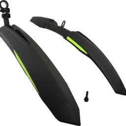 Bicycle Atom Mudguard with Reflective Tape, Black-Green Clip-on Front & Rear Fender-4