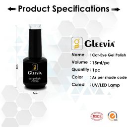 gleevia CatEye UV Gel Polish|Magnetic Gel Polish for Professionals CCE8 15ml Combo Pack image 3