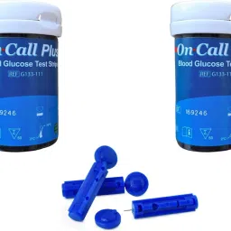 NSC On Call Plus 50 Strips With Naulakha Glucometer Lancets (100) 50 Glucometer Strips-image-77