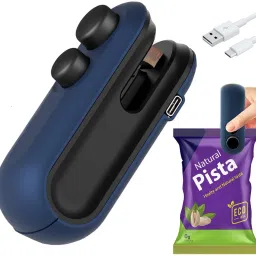 Portable Sealing Machine 2-in-1 Blue | USB Rechargeable Heat Sealer with Cutter Hand Held Heat Sealer-7