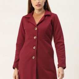 Polycotton fleece Solid Coat For Women-image-44