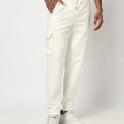 Men Solid White Track Pants-image-28