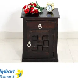 Sheesham Wood Bedside End Table with 2 Shelf Storage Solid Wood Side Table-picture-14
