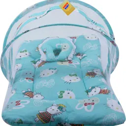 New Born Baby Cat Print Mattress with Mosquito Net & Sleeping Bag Combo (0-6 Months) Baby Bed Printed-14