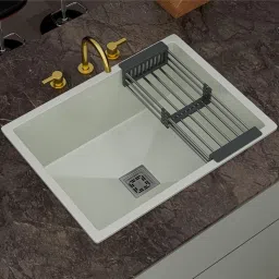 Including Waste Coupling|Waste Pipe|Fruit Basket Vessel Sink (White) Drain Rack/Basket with Waste Pipe and Waste Coupling (16x18 Inches) Vessel Sink-image-44